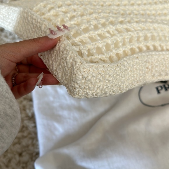 100% authentic new with receipt Prada white and black raffia straw tote bag - Picture 3 of 10